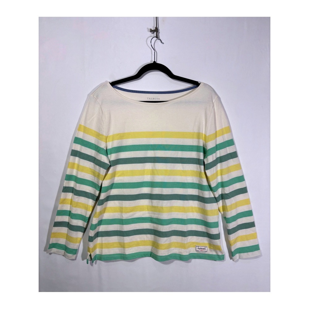 Nautical Preppy Coastal Beach Talbots Authentic Striped Top Womens Large
